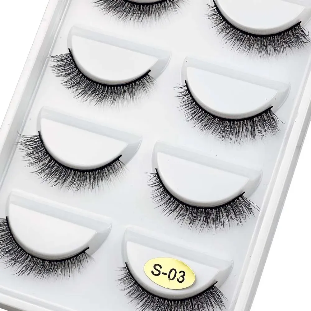 5 paires S03 aspect naturel 3D vison faux cils outils de maquillage Style moelleux eau vison fourrure faux cils pour le maquillage des yeux — image 2