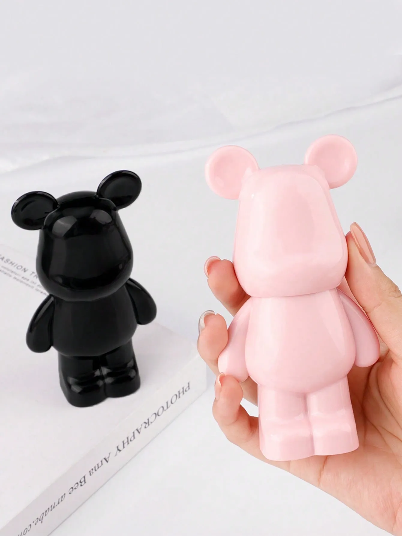 4-delige make-upborstelset met kersenprint en schattig beervormig opbergdoosje Blush met zachte haren Oogschaduwdetail make-upborstelset — image 2