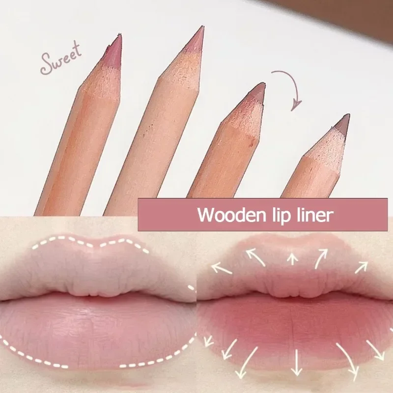 Bean Paste Pink Lip Liner ปากกา Professional Lip Liner ดินสอ Velvet Matte Lip Non-stick Cup Nude ลิปสติกปากกา Contour Line แต่งหน้า — image 3