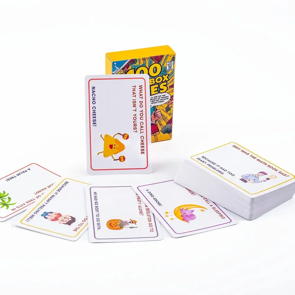 어린이 농담 카드 100pcs - 가족 자동차 타기 도로 여행 보드 게임을 위한 말장난 수수께끼 대화 스타터가 포함된 재미있는 도시락 노트 — image 1