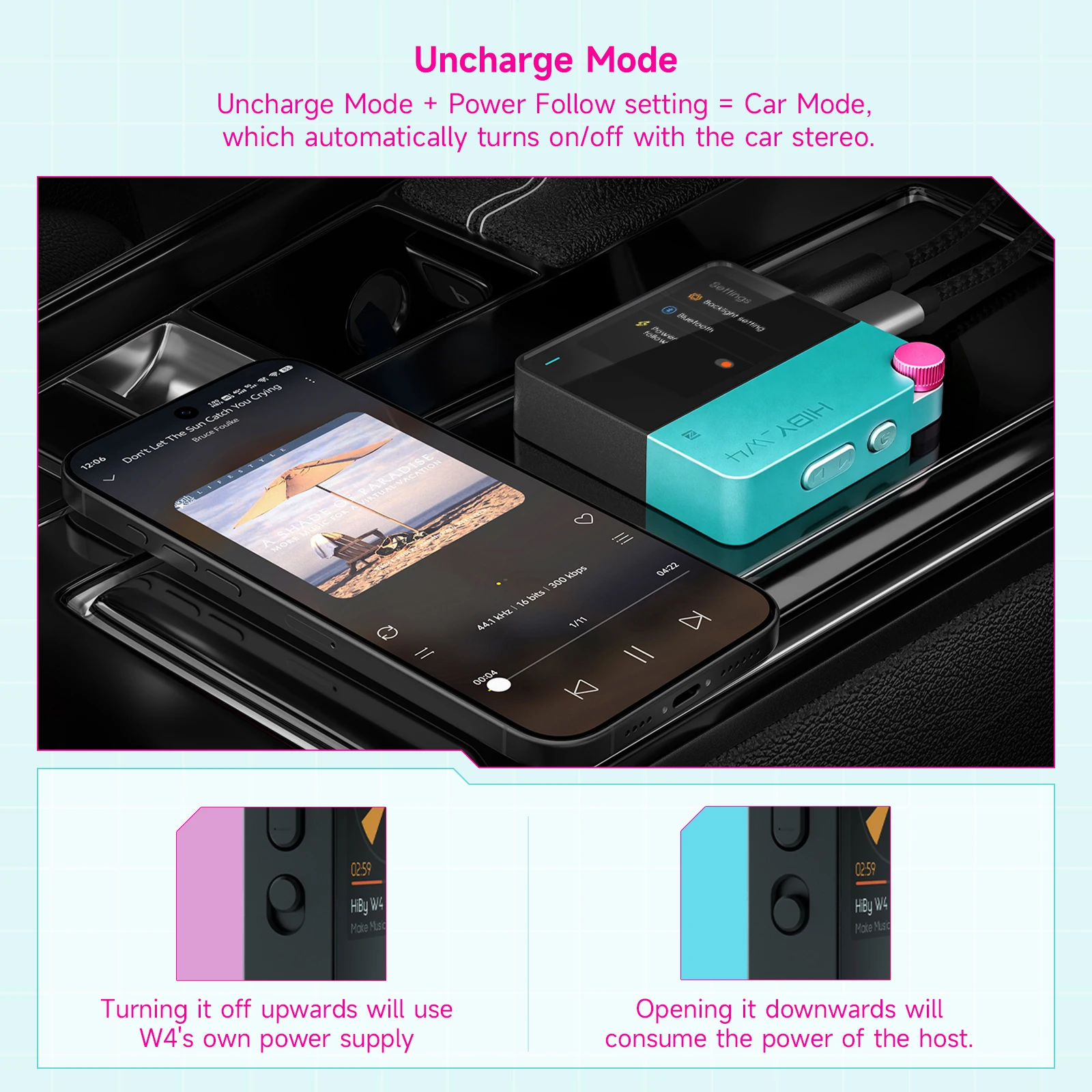 HiBy W4 3.5mm 4.4mm Wireless Audio HiFi Headphone Amplifier Bluetooth 5.4 NFC CarPlay UAT LDAC AptX HD AptX-LL 1500mAh MagSafe — image 4