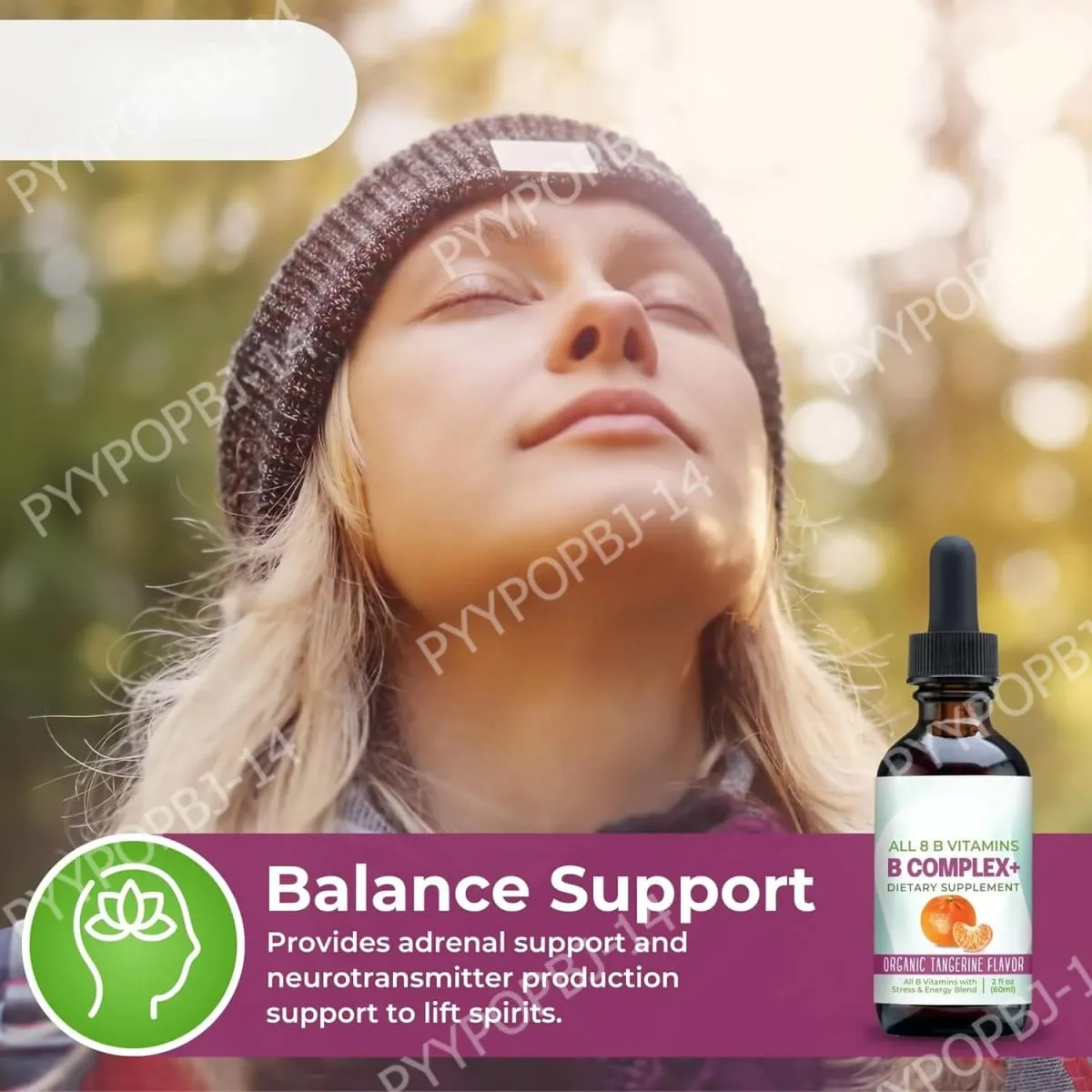 Vitamin-B-Komplex, flüssige Tropfen-Ergänzung, vegan, B1, B2, B3, B5, B6, Biotinfolat und Cholin plus Mischung zur Energieunterstützung, 60 ml
