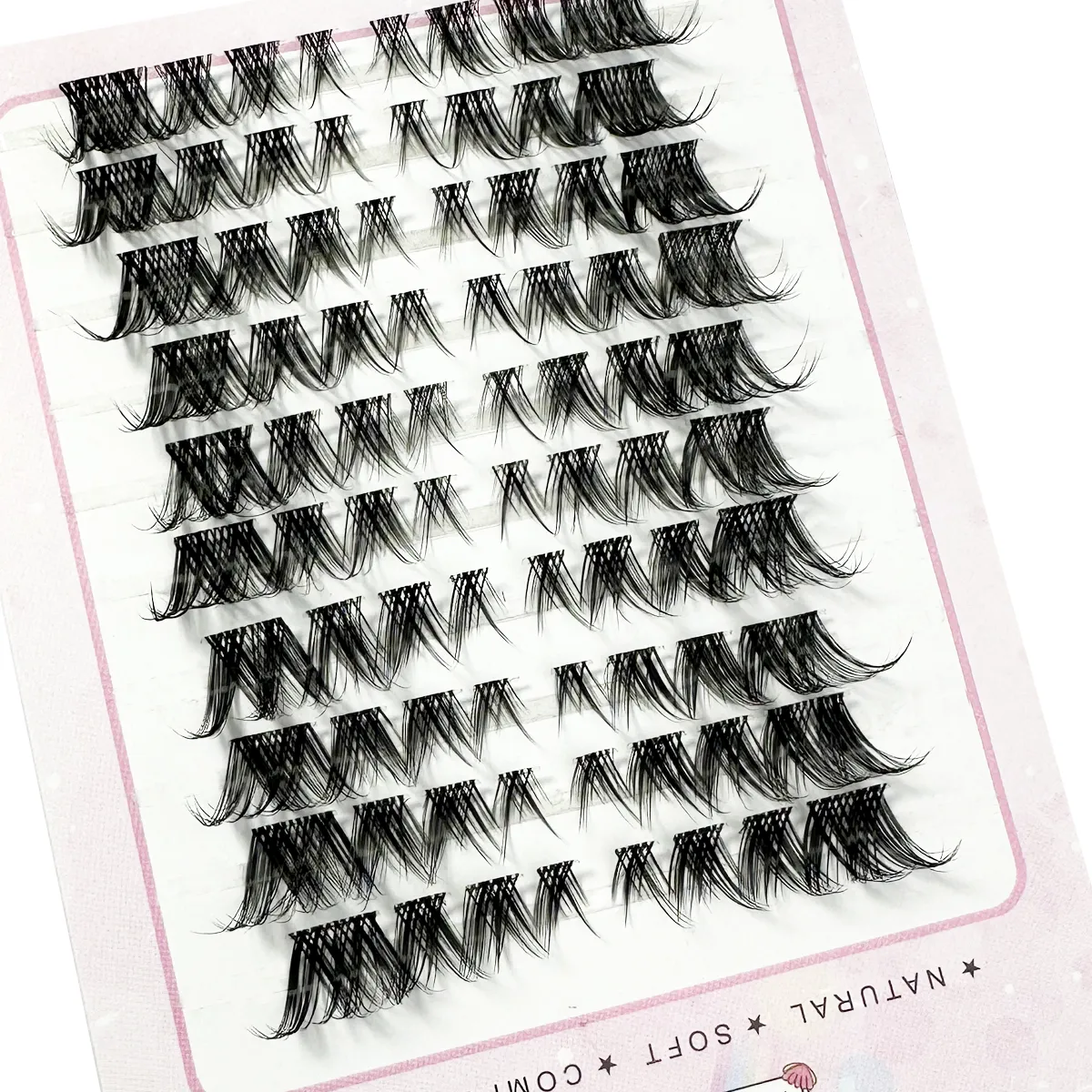 Ciglia finte con stelo trasparente 3D Soffici ciglia singole a grappolo Estensione ciglia segmentata visone naturale Effetto occhi di volpe Ciglia per trucco — image 4