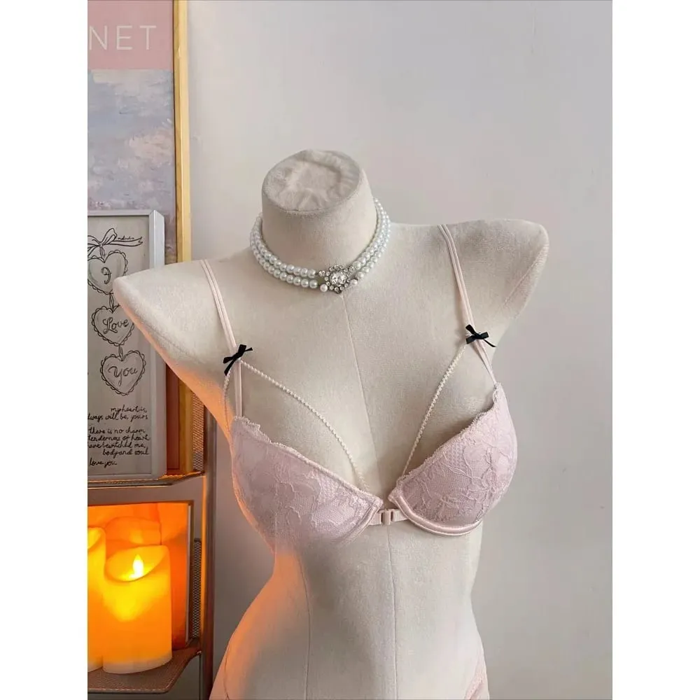 Womens Beauty Back Lace Bra Voorsluiting Ontwerp Geen beugel Dunne bandjes Ademende lingerie voor kleine buste 32-38 Vrijetijdskleding