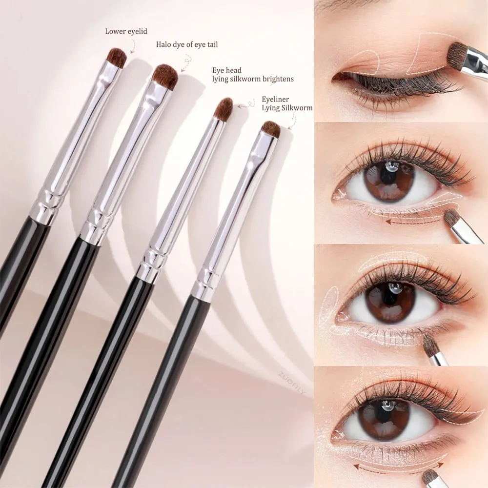 Perincian Berus Solek Pembayang Mata Kecil Berus Kening Berus Celak Halus Rata Serlahkan Smudge Silkworm Shadow Brush Alat Solek — image 1
