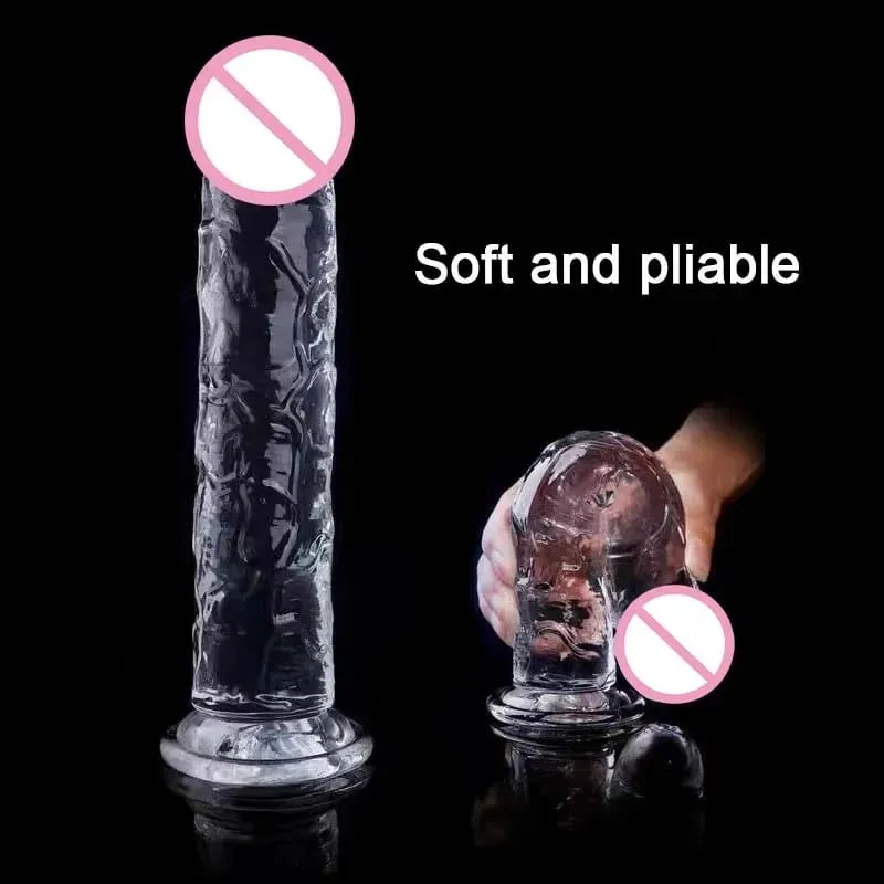 Trasparente Realistico Dildo Gelatina Pene Ventosa Dildo Masturbatore Femminile Stimolatore Clitorideo Grande Cazzo Lesbiche Giocattoli Del Sesso — image 4