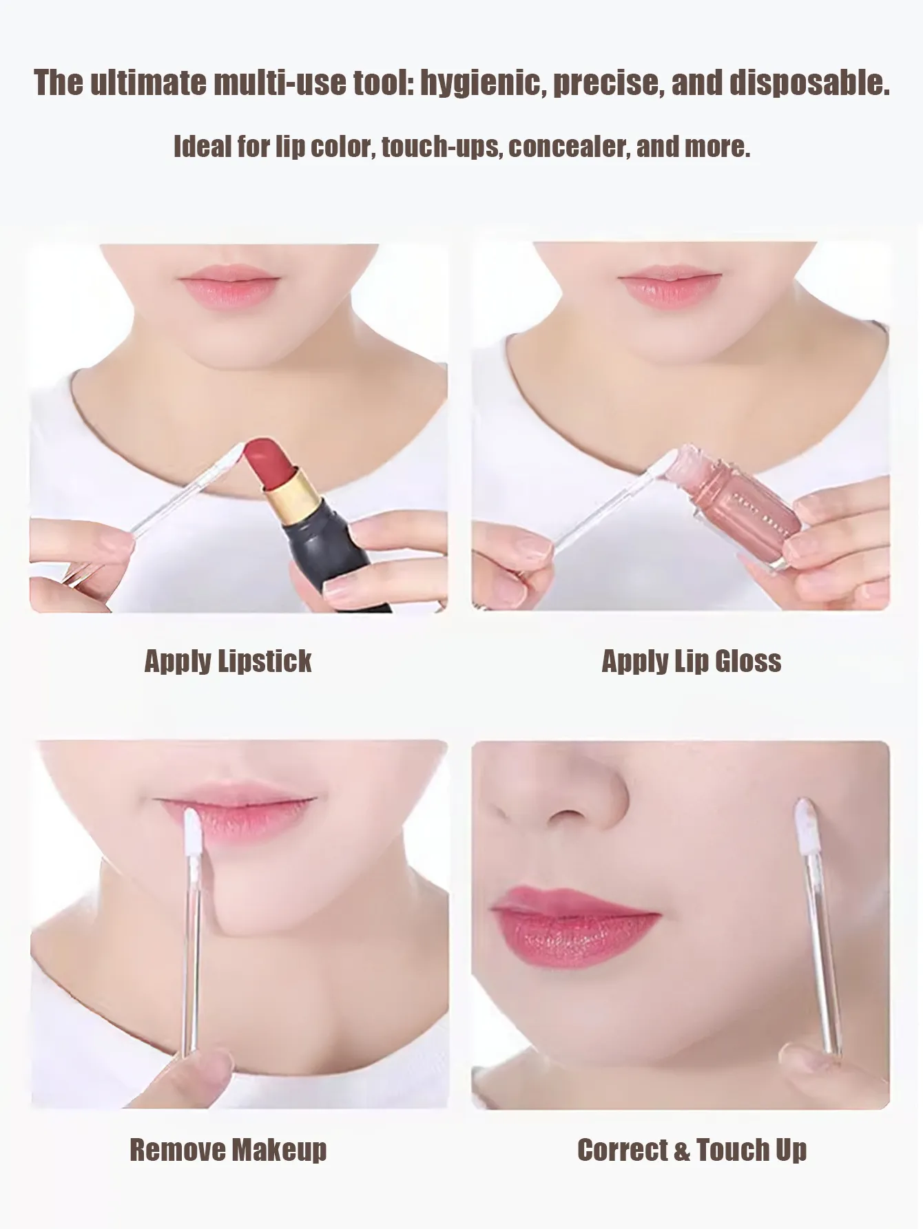 50/100 Pcs Disposable Lip Brushes Flocked Tip Makeup Brush Portable Hygienic Applicator for Lip Gloss Foundation Concealer Mask — image 4