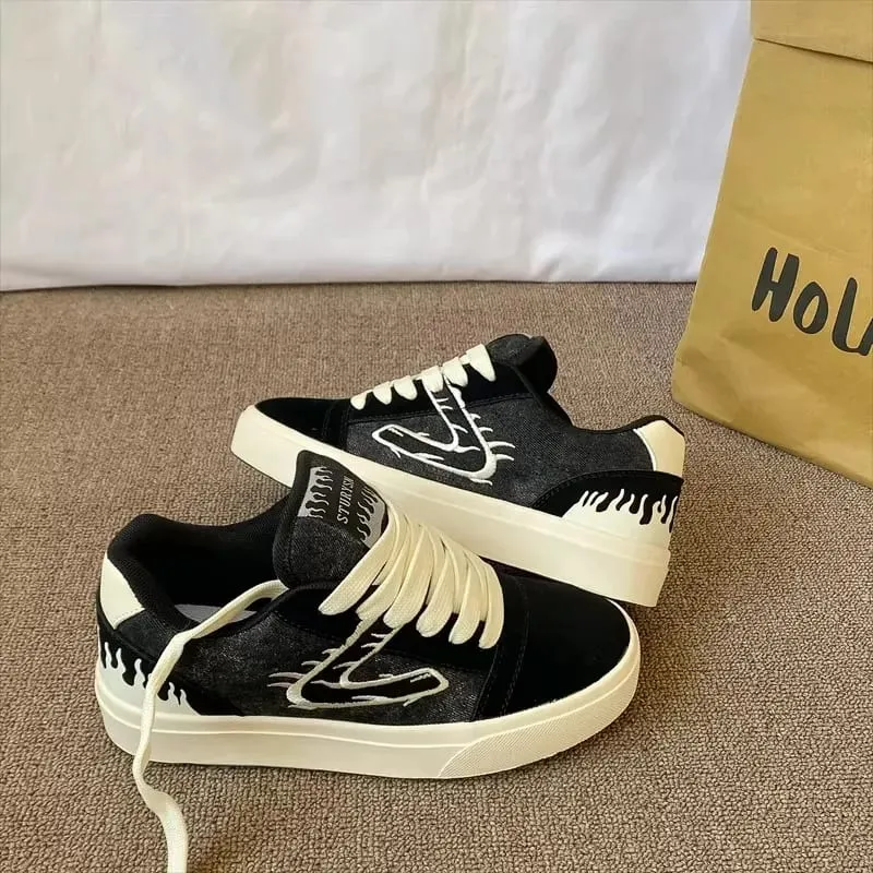 Design Sensation – chaussures de tableau noires et blanches pour hommes, baskets basses respirantes et décontractées, nouveau Style de Sport pour Couple, printemps 2026 — image 5