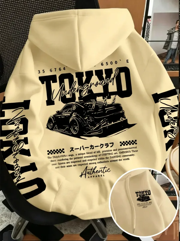 Sweat-shirt à capuche pour hommes, nouvelle collection automne hiver, course souterraine de Tokyo, dessin de ligne imprimé, haut tendance de rue japonaise — image 3