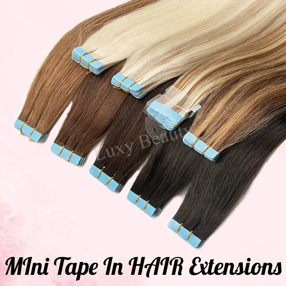 Blonde Mini Tape in Human Hair Extensions Double Side Seamless Natural Straight Black Brown Tape Ins Hair Extensions 10pcs/set