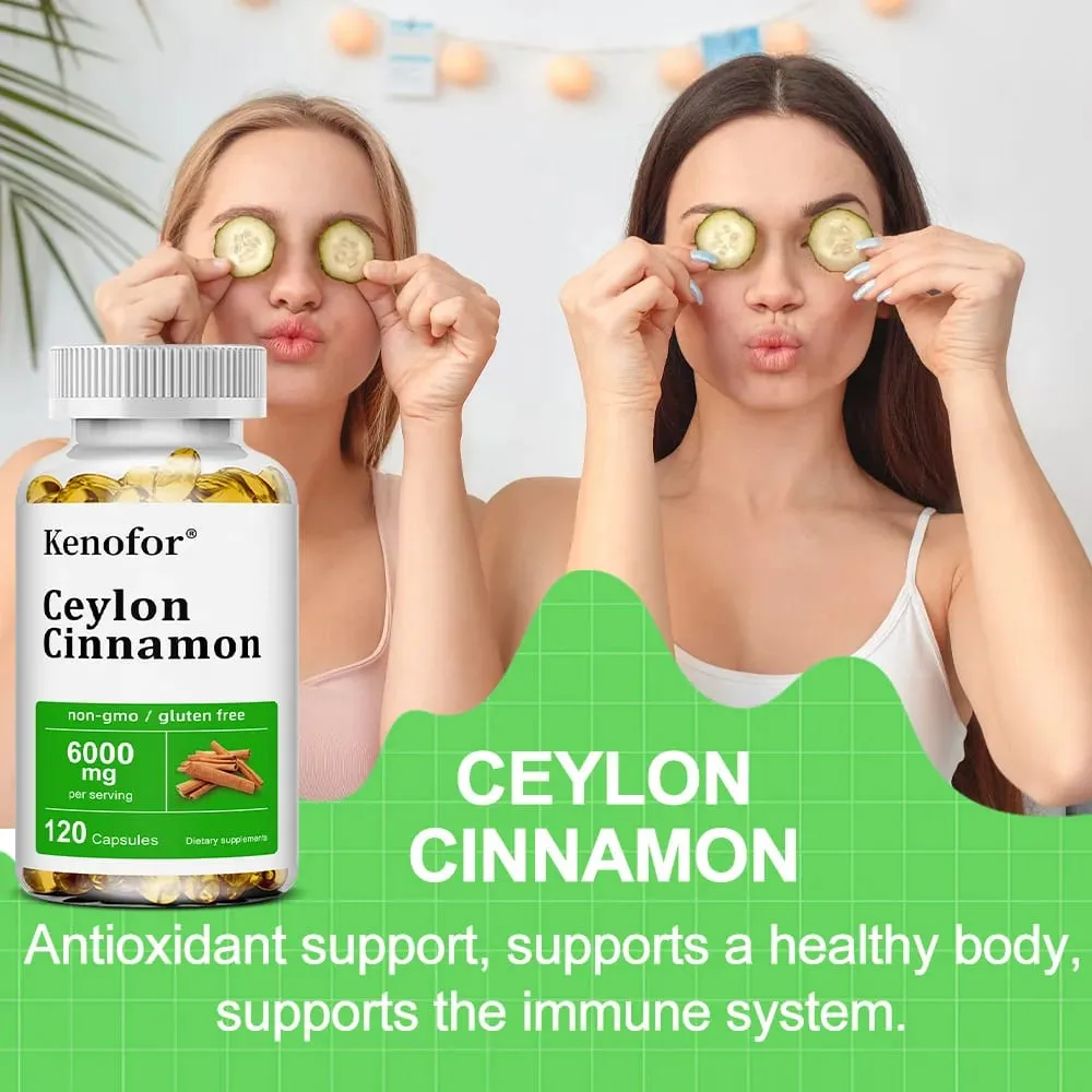 Integratore di cannella di Ceylon 6000mg - Supporto energetico e per la salute del cuore Antiossidante Non OGM e senza glutine - 30/60/120 Capsule — image 4