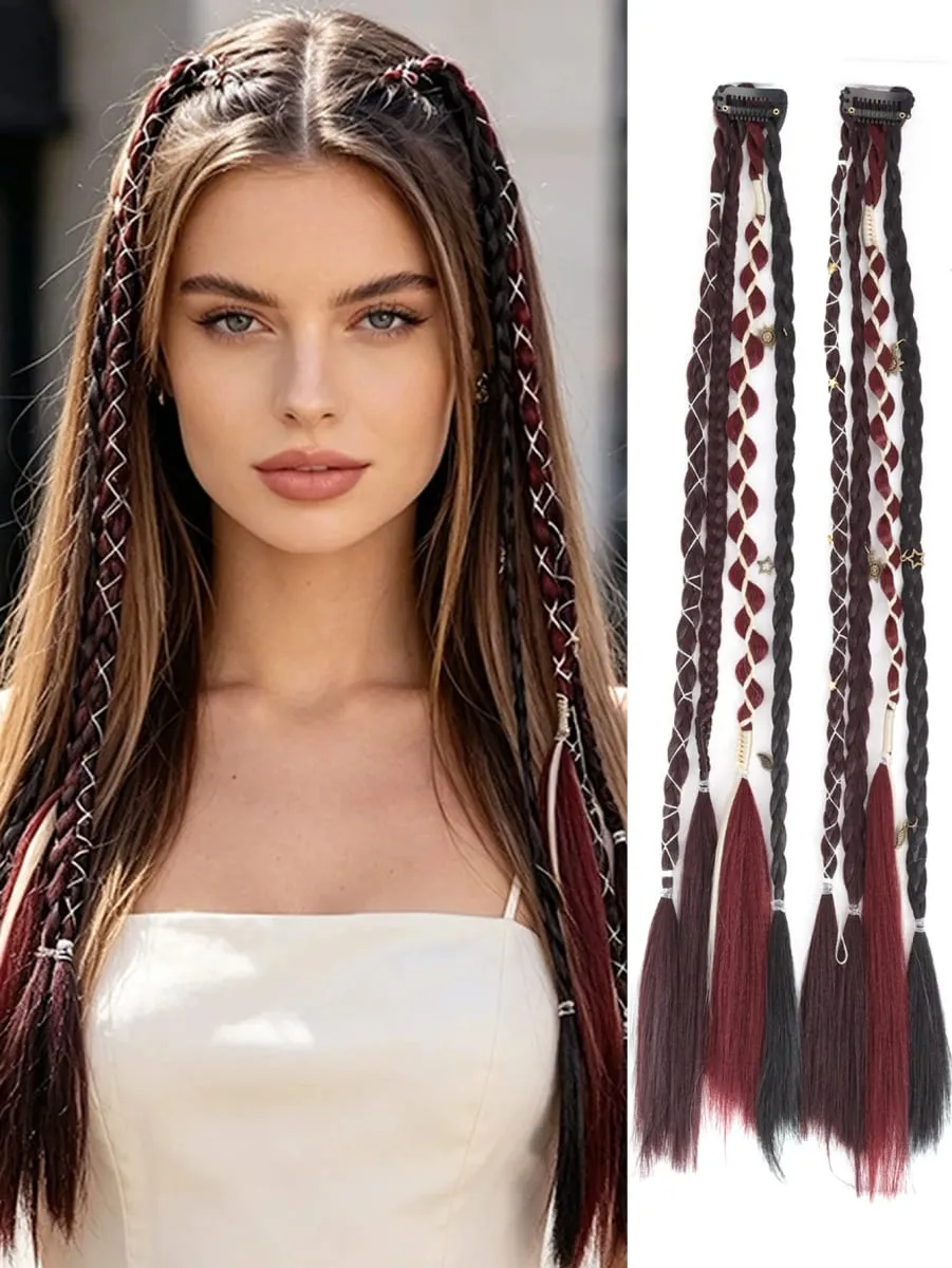 Ombre synthetische Boho-Stil kleine gedrehte geflochtene Haarverlängerungen für Frauen Perücke Zöpfe BB Clip-on Spicy Girl Brown Boxing Braids — image 2