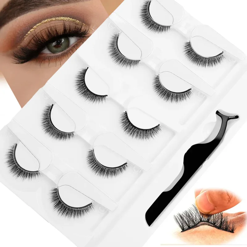 5 Paar kleberfreie, selbstklebende Wimpern, 3D-natürliche falsche Wimpern, eine Schritt-Anwendung, leicht zu entfernendes Augen-Make-up, Großhandel — image 9