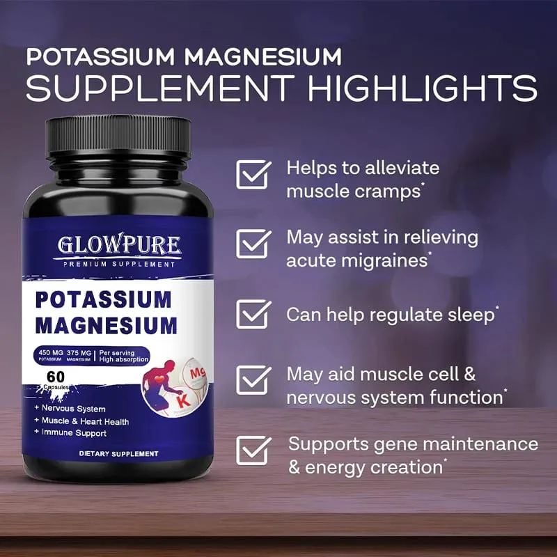 Potassium Magnesium Capsule for Muscle Bone Nervous Heart Health Relieve fatigue and headaches Improve Immune System