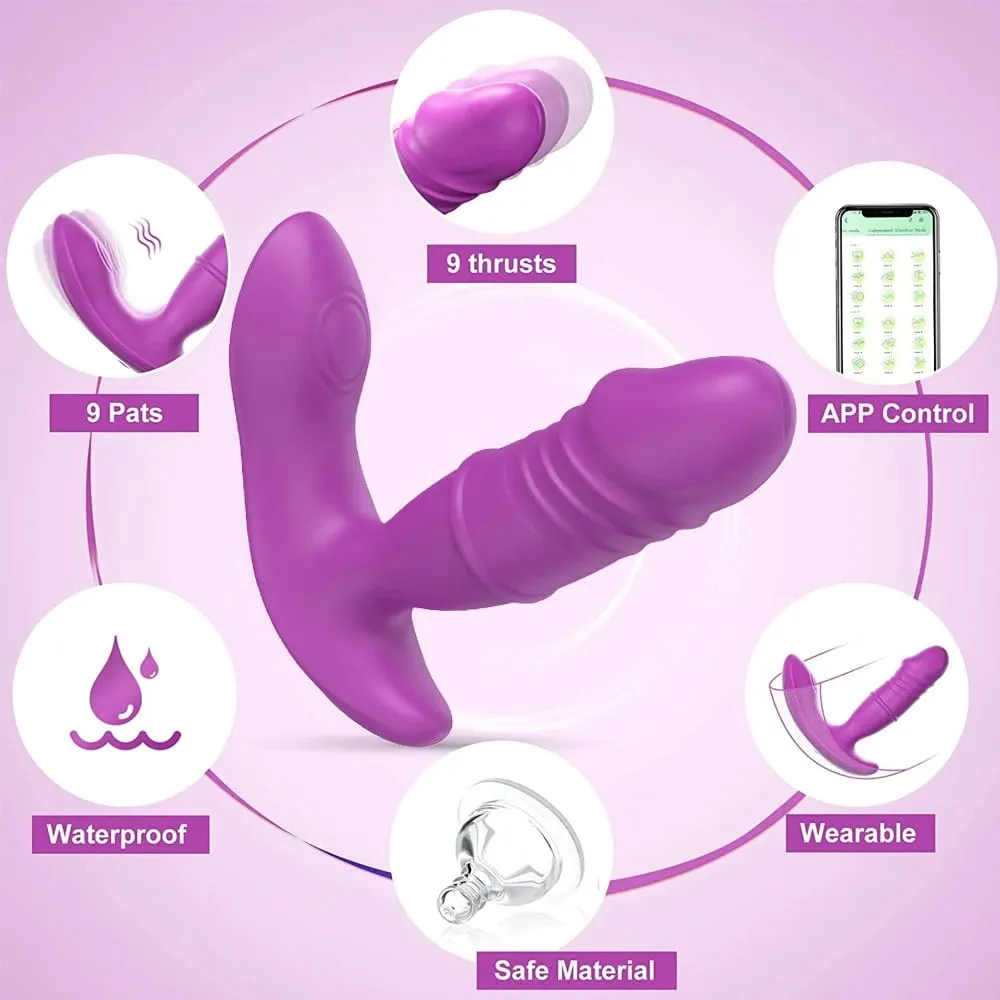 APP สวมใส่ Clitoral G Spot Thrusting Vibrator Panty เครื่องสั่น Dildo Clitoris Butt Plug Stimulator Sex Toy สำหรับผู้หญิงคู่ 18