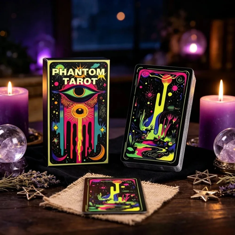 Phantom Tarot Set completo di 78 carte da gioco da tavolo personalizzate in stile Neon Art per divinazione desktop — image 1