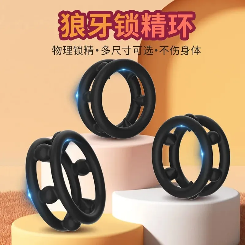Anneau de pénis mâle avec pointes souples taille S/M/L anneau en Silicone retarde l'éjaculation fournitures pour adultes civière d'érection de bite jouets sexuels — image 5