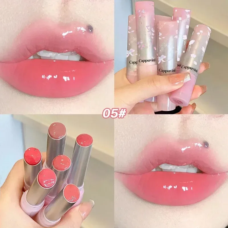 Spiegelglas Fester Lipgloss Wasserlicht Rundrohr Anhaltender feuchtigkeitsspendender Lippenstift Natürlicher Nude-Pfirsich-Tönung Gelee-Lippenglasur-Make-up — image 10