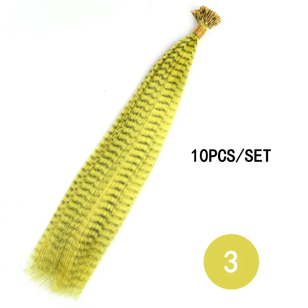 Estensioni dei capelli con piume sintetiche colorate 16 pollici 10 pezzi/pacco blu viola per le donne Parrucchino di piume Zebra Line — image 10