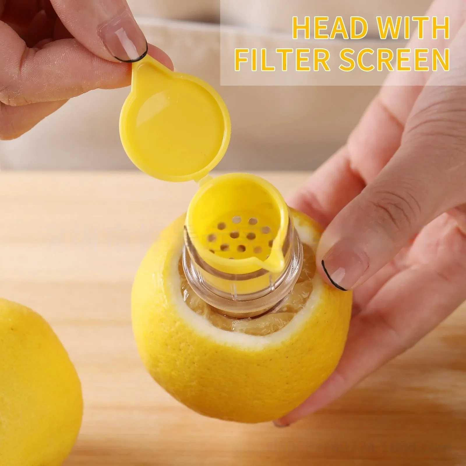 ใหม่สกรู Top Lemon Juicer Mini Manual Lemon Squeezer แบบพกพาเครื่องคั้นน้ำผลไม้มะนาวพร้อมฝาปิดบีบมะนาวสำหรับค็อกเทลพลาสติก — image 8