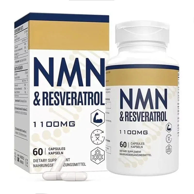 NMN & Resveratrol Capsules Supplément complexe antioxydant avec extrait de poivre noir 1100 mg 60 capsules