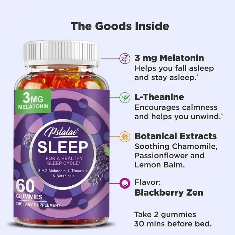 เมลาโทนิน Gummies ความวิตกกังวลความเครียดบรรเทาช่วย Sleep Save Insomnia การปรับนาฬิการ่างกายสำหรับผู้ใหญ่ — image 5