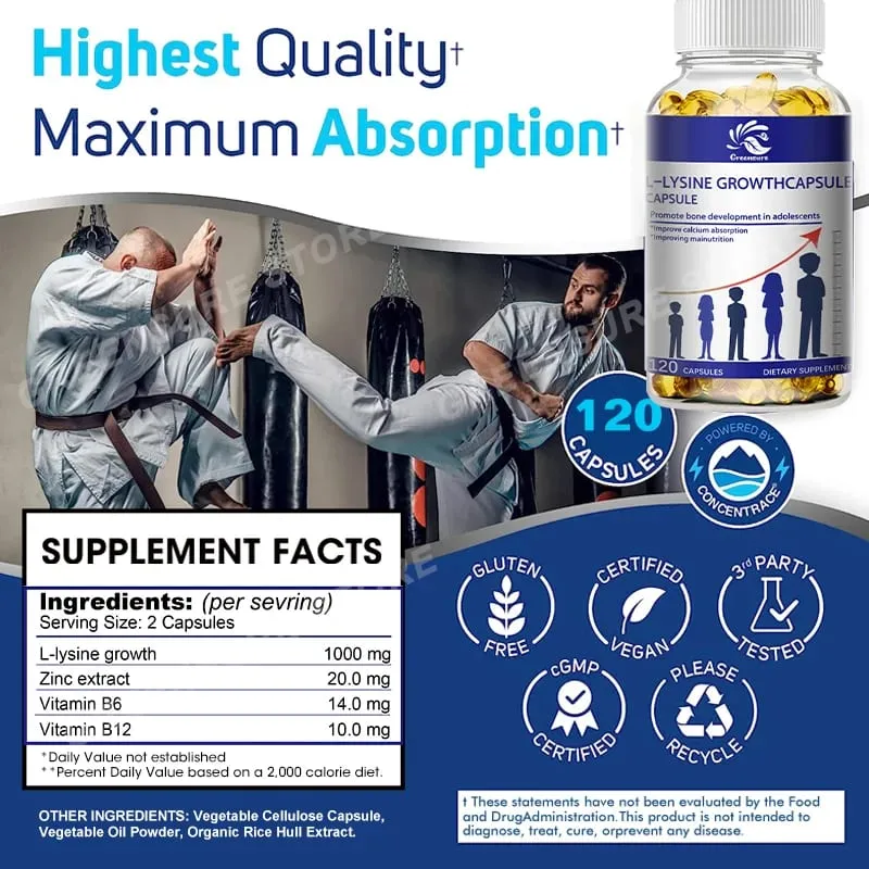แคปซูลสนับสนุนฮอร์โมนการเจริญเติบโต - พร้อม L-Arginine และ GABA เพื่อการพัฒนาสุขภาพ — image 2