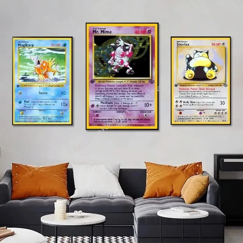 Pokemon Basis ชุด 1996 จาก Engels การ์ด Shining โปสเตอร์ภาพวาดผ้าใบพิมพ์สีน้ำ Wall Art ภาพตกแต่งบ้านของขวัญ