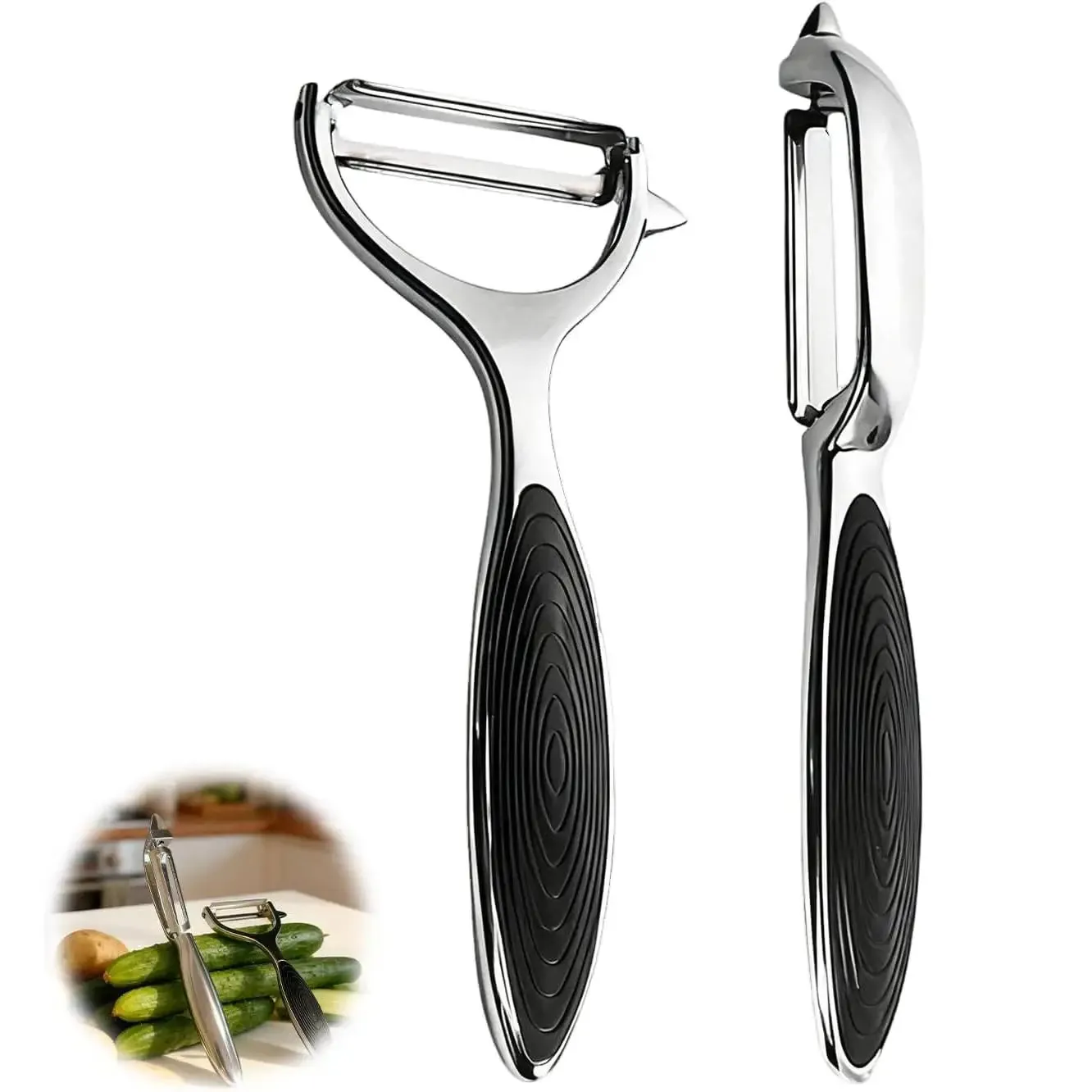 2pcs Potato Peeler ผัก Peeler สังกะสีโลหะผสม Y รูป Rotatable Peeling เครื่องมือสำหรับ Apple มันฝรั่งแครอทแตงกวาผลไม้ — image 2
