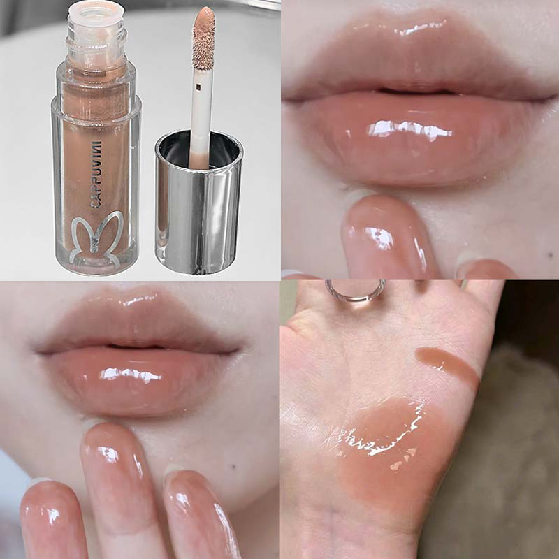 Kilauan Bibir Kilauan Coklat Cermin Berkilauan Tahan Lama Kilauan Bibir Air Lip Gloss Jeli Gebum Kalis Air Make Up Tint Bibir Pelembap