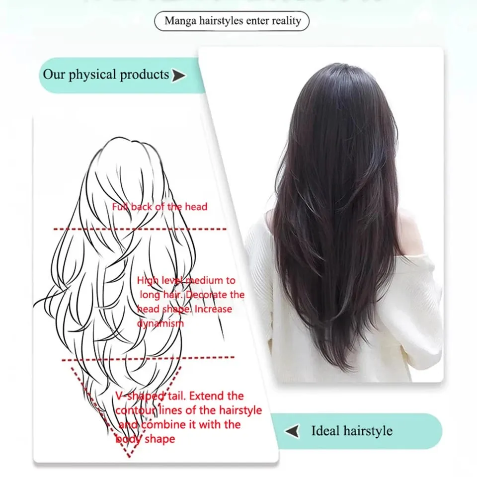 Perruque synthétique une pièce lisse, Extension superposée, postiche coréenne moelleuse pour femmes, noël, nouvel an — image 7