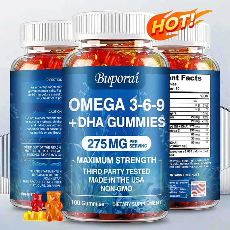 Omega 3 6 9 + DHA Gummies - Brain Health Enhances Concentration Memory Improves Blood Circulation Eye Support — image 2