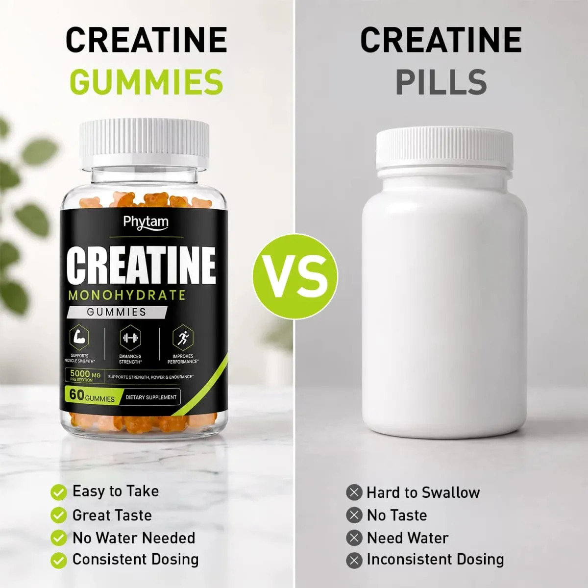 5000mg Creatine Monohydrate Bear Gummies 60 Count Chewable Daily Workout Nutrition Supplement Sinusuportahan ang Athletic Performance at Muscle Maintenance — image 6