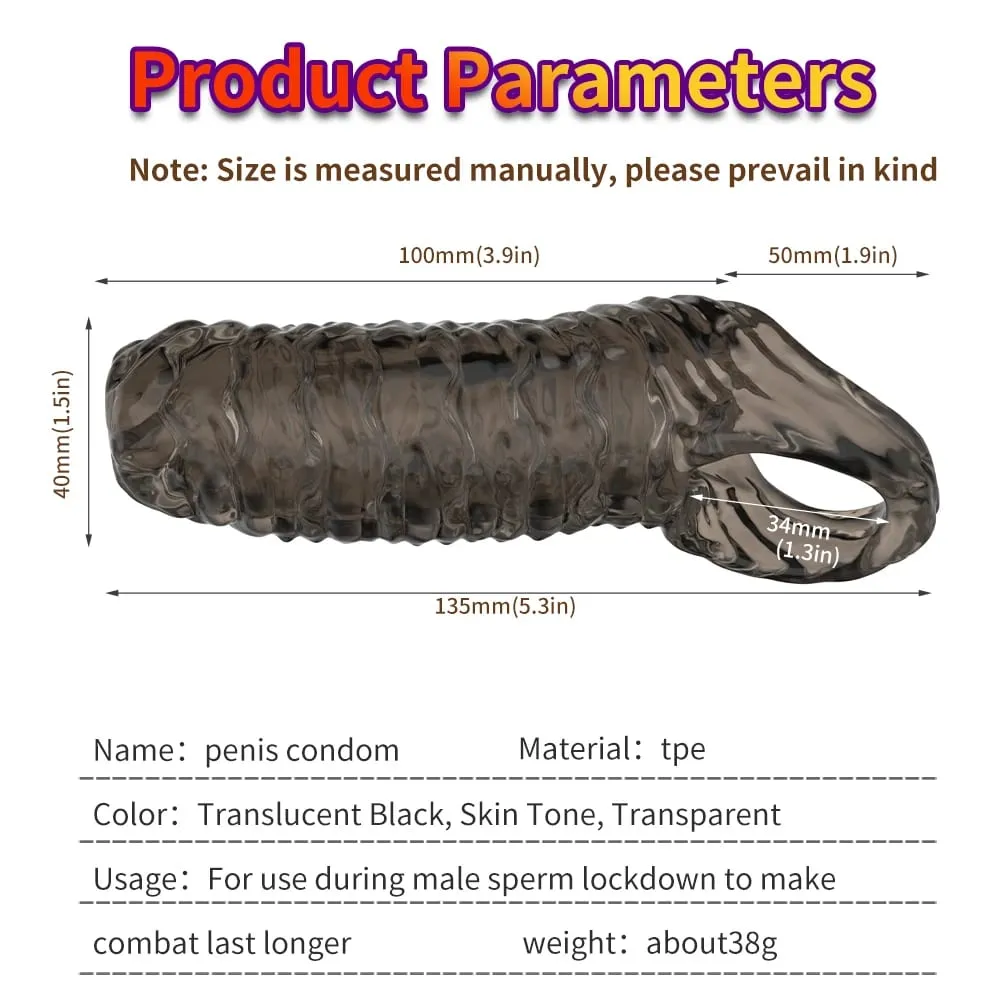 Penis Ring Male Realistic Penis Sleeve Extender Cock Sleeve Dick Enlargement Delay Ejaculation Cock Ring Reusable Condom Sex Toy — image 5