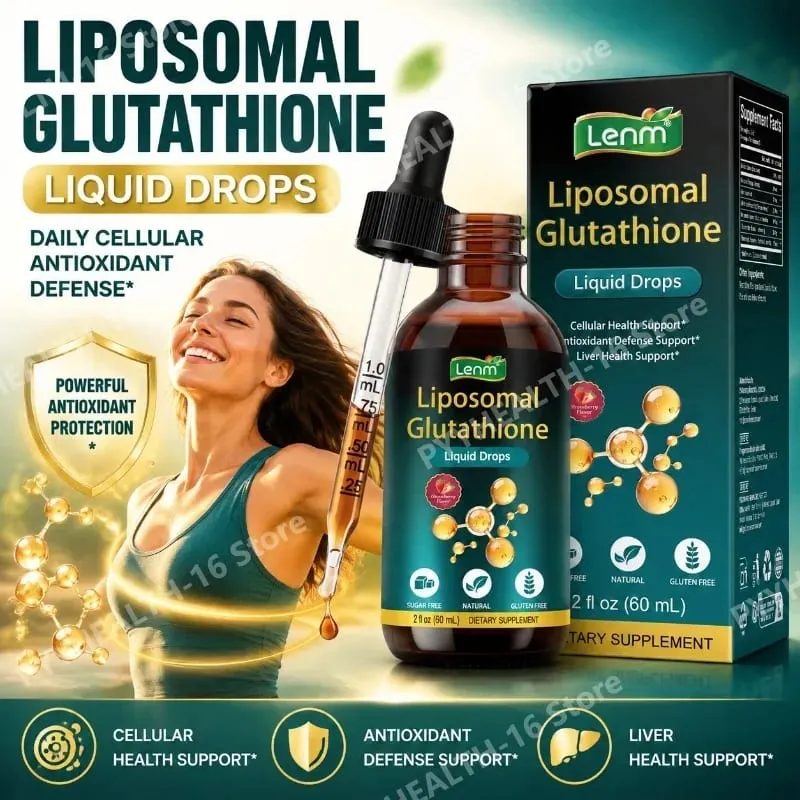 Lenm Gocce liquide di glutatione liposomiale Supporto alla difesa antiossidante con vitamina C e NAC Senza zucchero e senza glutine 60 ML — image 2