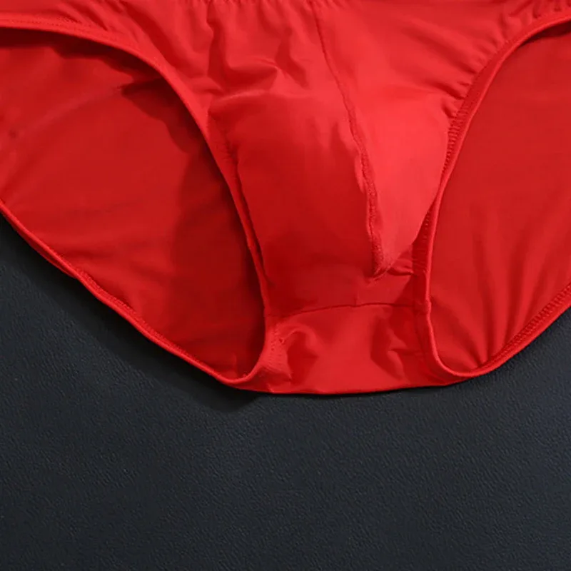 Seamless Ice Silk Briefs Men Big U Pouch Sexy Ice Silk Bikini Underwear Plus Size Low Rise Solid Color Male Panties — image 20