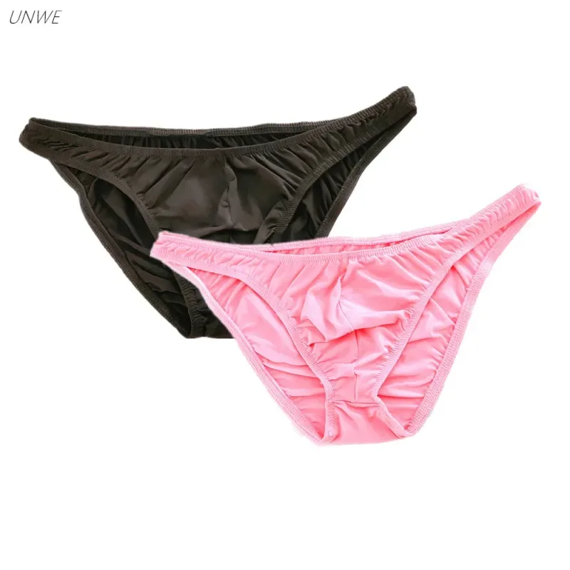 Rosa Herren-Slips, Nylon-Spandex, bequeme, atmungsaktive Unterhose mit niedriger Taille, schnell trocknende Herren-Bikini-Unterwäsche aus Eisseide — image 1