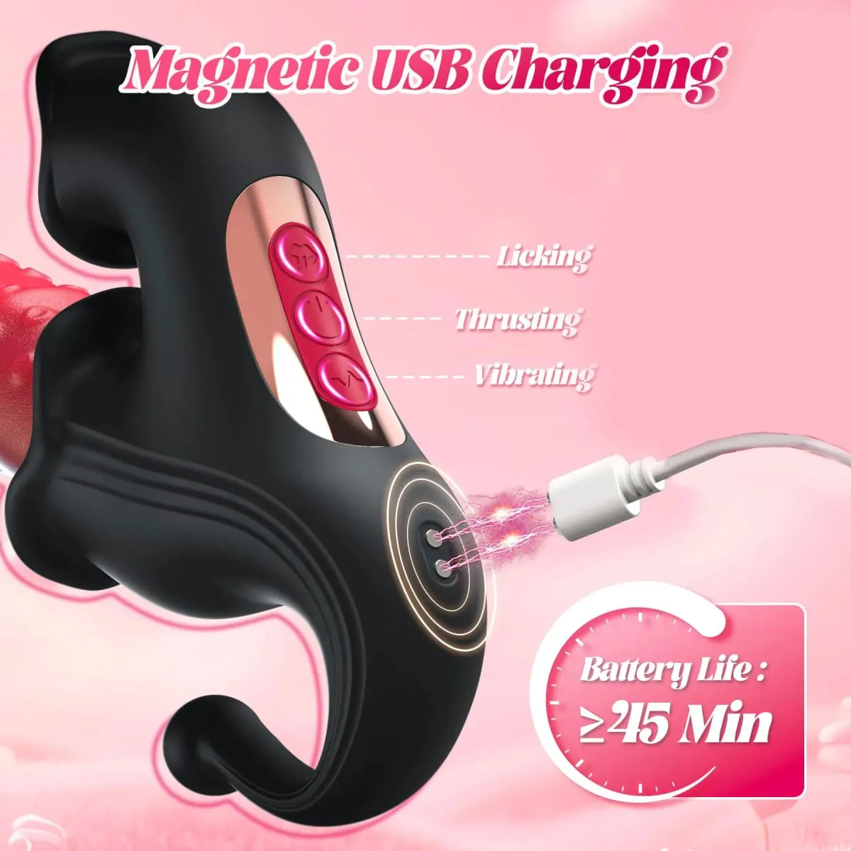 4 IN 1 Leccare il vibratore di spinta G Spot stimolatore del clitoride Massaggiatore della vagina Vibratore del coniglio Giocattolo del sesso delle donne per clitoride capezzolo e anale — image 5