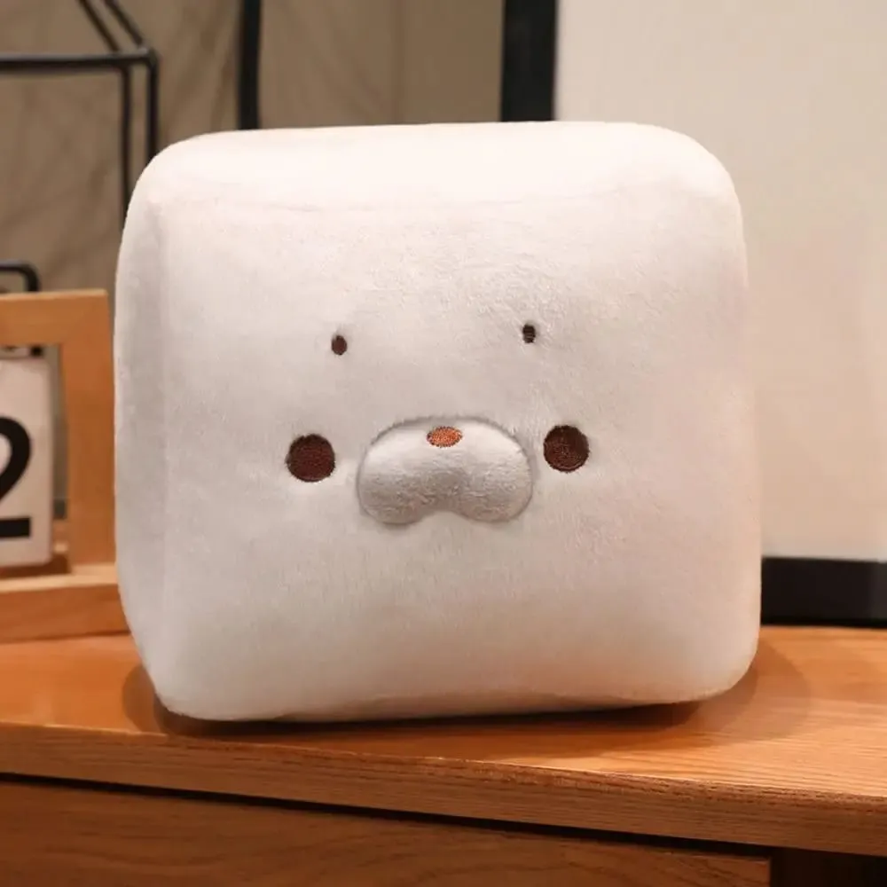かわいいアザラシ表現ぬいぐるみおもちゃ正方形柔らかい豆腐型クッション豆腐型バッグチャーム家の装飾