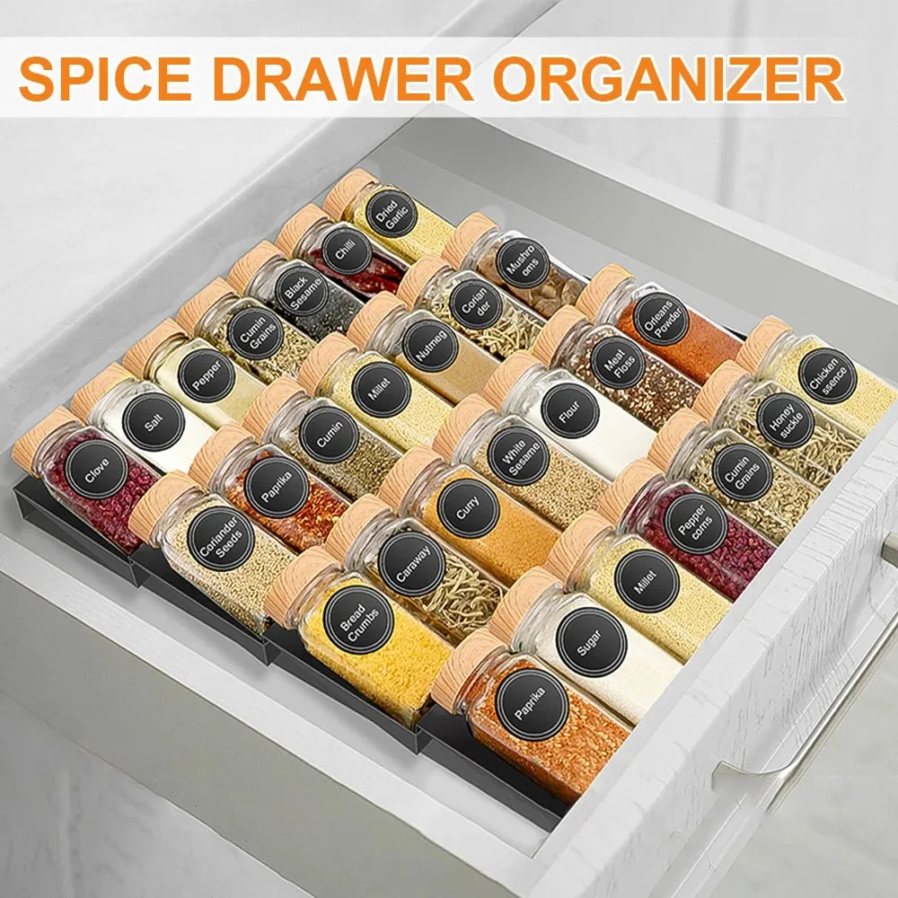 5/12Pcs Glass Spice Jars with Bamboo Lid Spice Seasoning Containers Salt Pepper Shakers Spice Organizer Kitchen Spice Jar Set