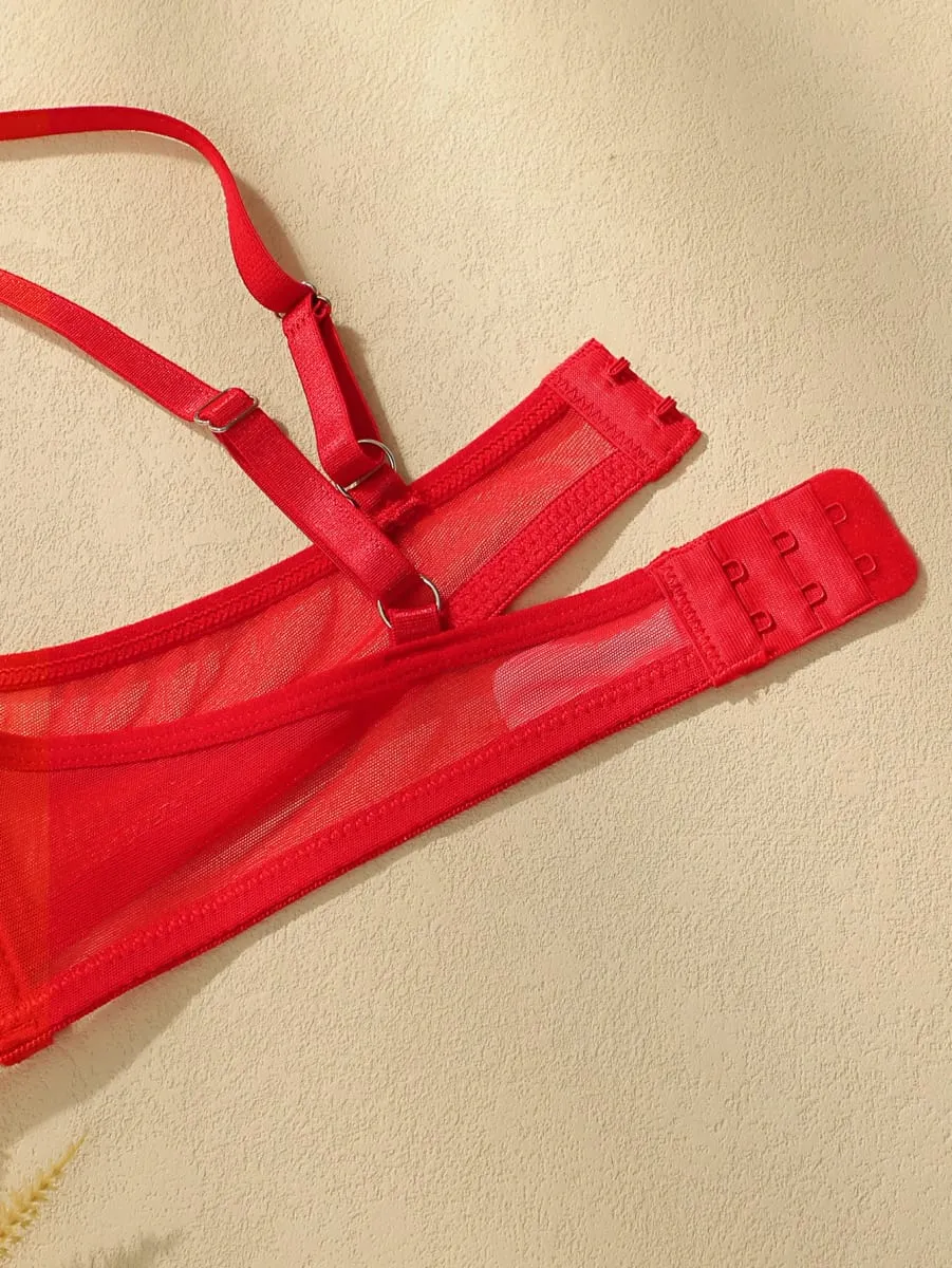 Women's sexy embroidered lace patchwork line bra with steel ring gathering push up comfortable close fitting underwear setYS2417 — image 5