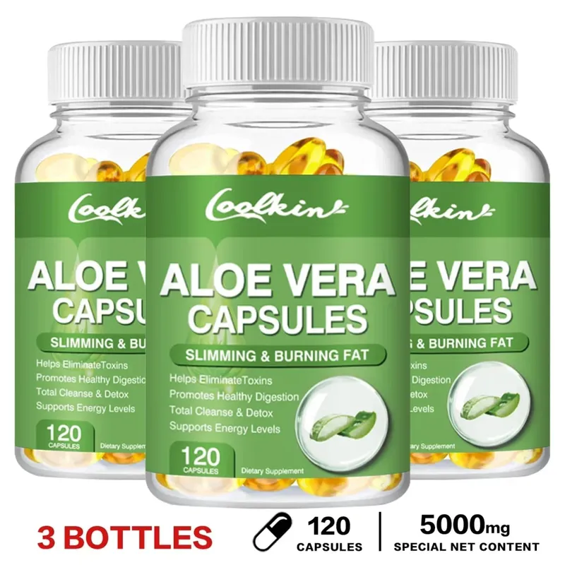 Aloe Vera Extract Capsules - Relieve Intestinal Constipation Promote Digestion Detoxify Control Appetite Burn Fat Non-GMOSu — image 8