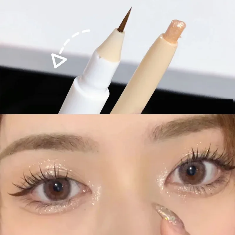 Stylo d'ombre à paupières liquide 2 en 1, crayon à paupières Ultra scintillant, maquillage coréen durable pour les yeux, stylo Gel à pigments à haute brillance, ver à soie — image 11