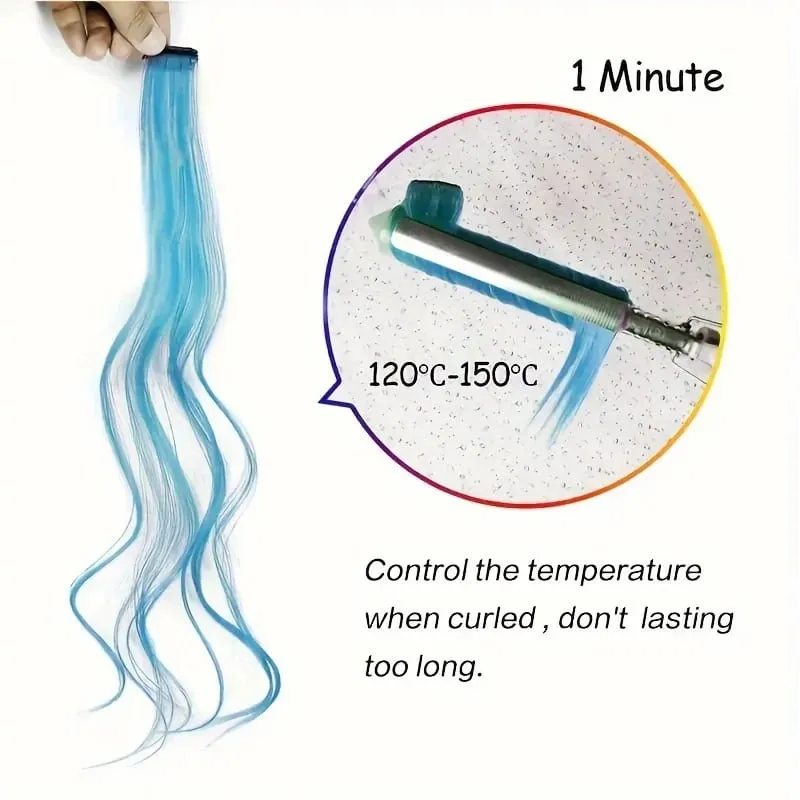 24Pcs/lot Clip in Hair Extensions Multi-Colors Highlights Synthetic Hair 22 inch Rainbow Hairpieces for Girls Women Kids — image 3