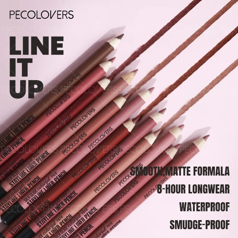 Matte Lipliner Kontur Bibir Belakang Kedua Bibir Gebu dan Menawan Tidak Mengeringkan Kosmetik Bibir Kalis Air Sesuai untuk Pemula — image 5