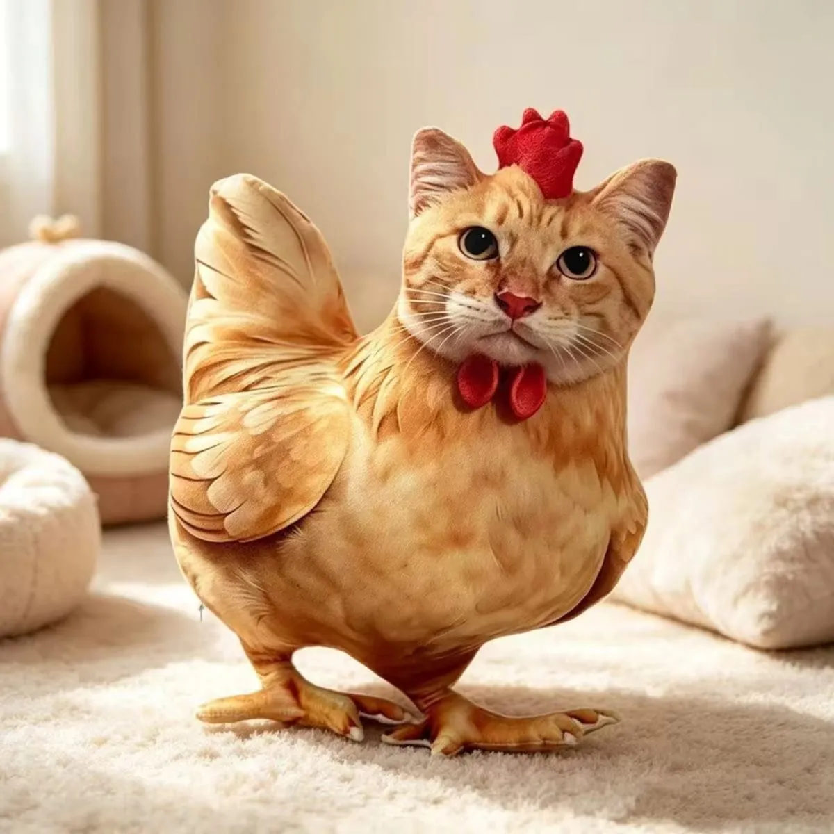 Cat Chicken Funny Novelty Plush Toy Stuffed Animal Sofa Pillow 3D Cushion Cute Kitten Doll Bedroom Decor