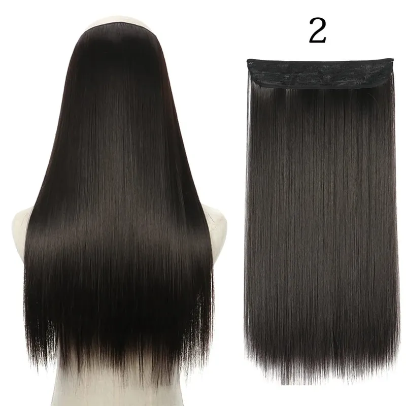 Synthetic Long Straight No Clip Invisible Line Hair Extensions 40 55 80cm Natural Brown Blonde Fake Hairpiece For Women