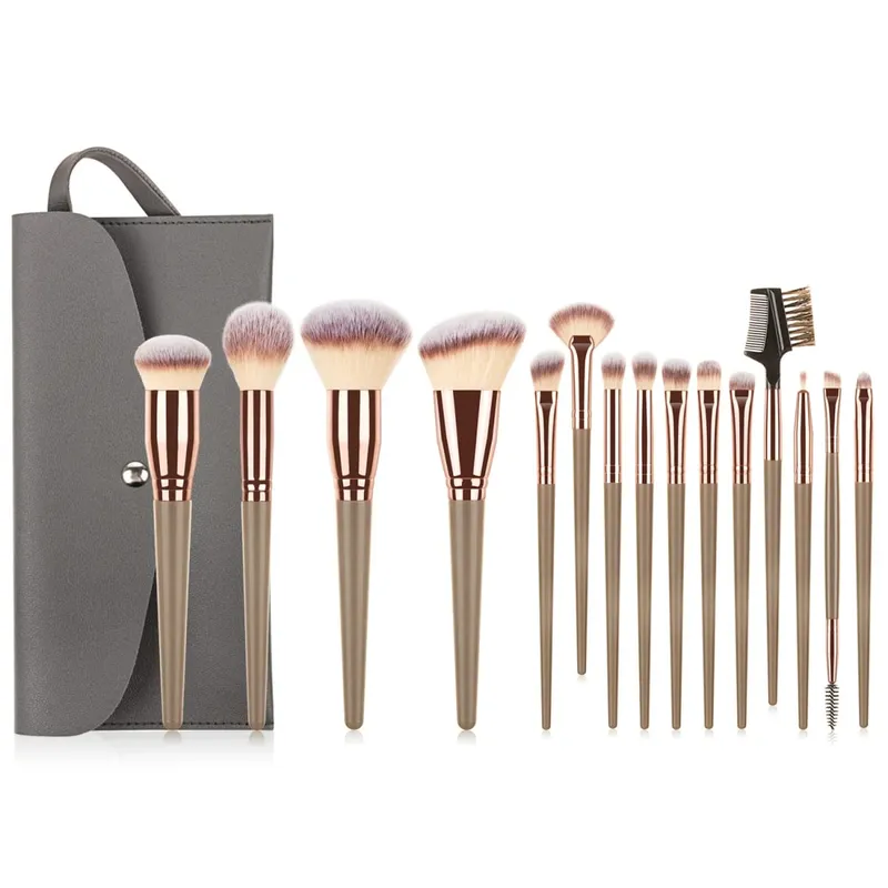 Set di pennelli per trucco da 15 pezzi con custodia in setole morbide Kit pennelli per viso per occhi per fondotinta, fard, ombretto, sopracciglio, strumenti cosmetici — image 9