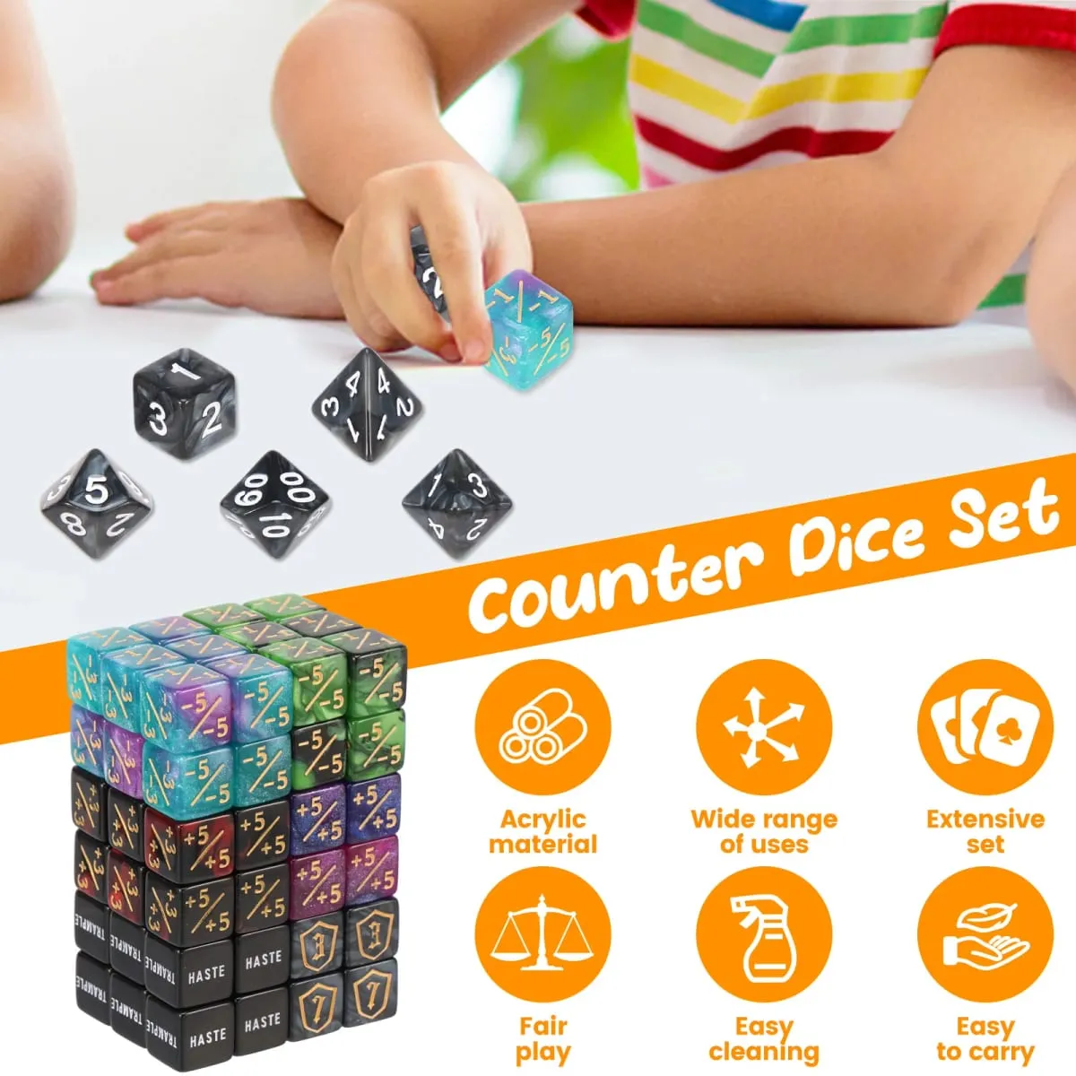 56/78Pcs ชุดลูกเต๋าเคาน์เตอร์อะคริลิค Plus และลบชุดลูกเต๋าคำสำคัญเคาน์เตอร์ Tokens แบบพกพาการ์ดเกมอุปกรณ์เสริมสำหรับ Party Home — image 6