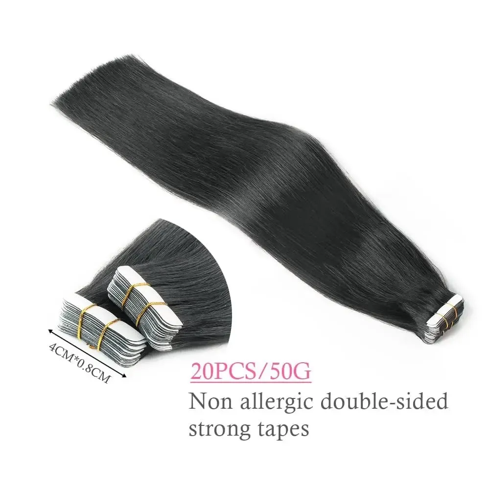 26 นิ้วเทปต่อผม 100% Human Hair กาวเปลี่ยนได้ไม่มีรอยต่อ Weft เทป 20/40pcs ตรงผมสำหรับสตรี — image 6